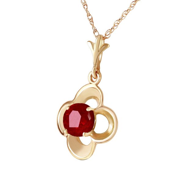 Galaxy Gold Products Jewelry - 14K. SOLID GOLD NECKLACE WITH NATURAL RUBY (Yellow Gold)
